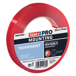 ADHESIF DOUBLE FACE POLYESTER TRANSPARENT 66965 25MX19MM