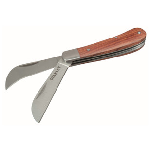 COUTEAU ELECTRICIEN  2 LAMES - MANCHE BOIS
