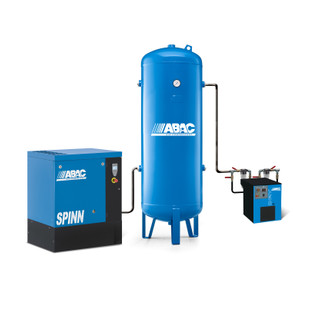 COMPRESSEUR TRIPHASE A VIS + CUVE + SECHEUR COMPLET SPINN